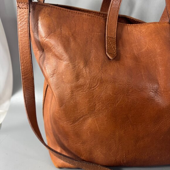 Madewell Brown Leather Top Handle Zipper Closure Satchel Shoulder Bag - Picture 2 of 14